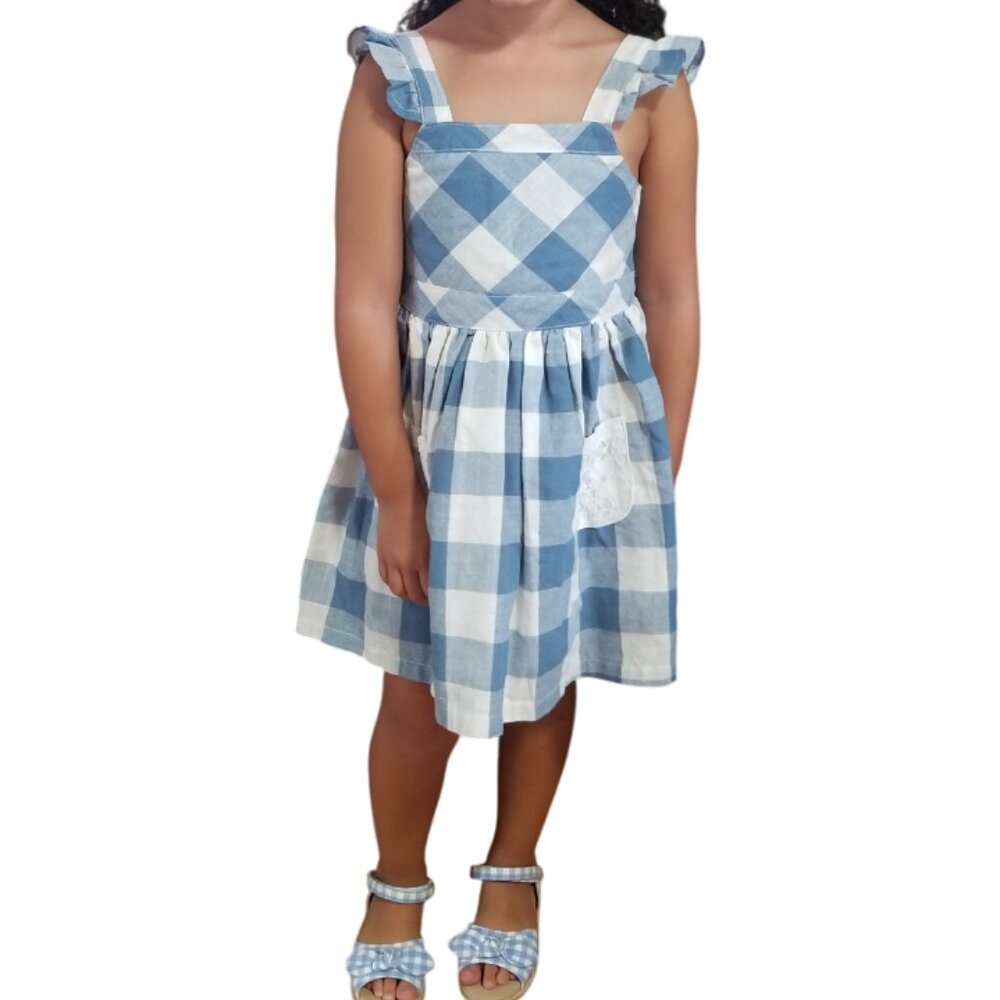 HE Hello Enjoy checkered adjustable dress 100% cotton size 4 (G1)